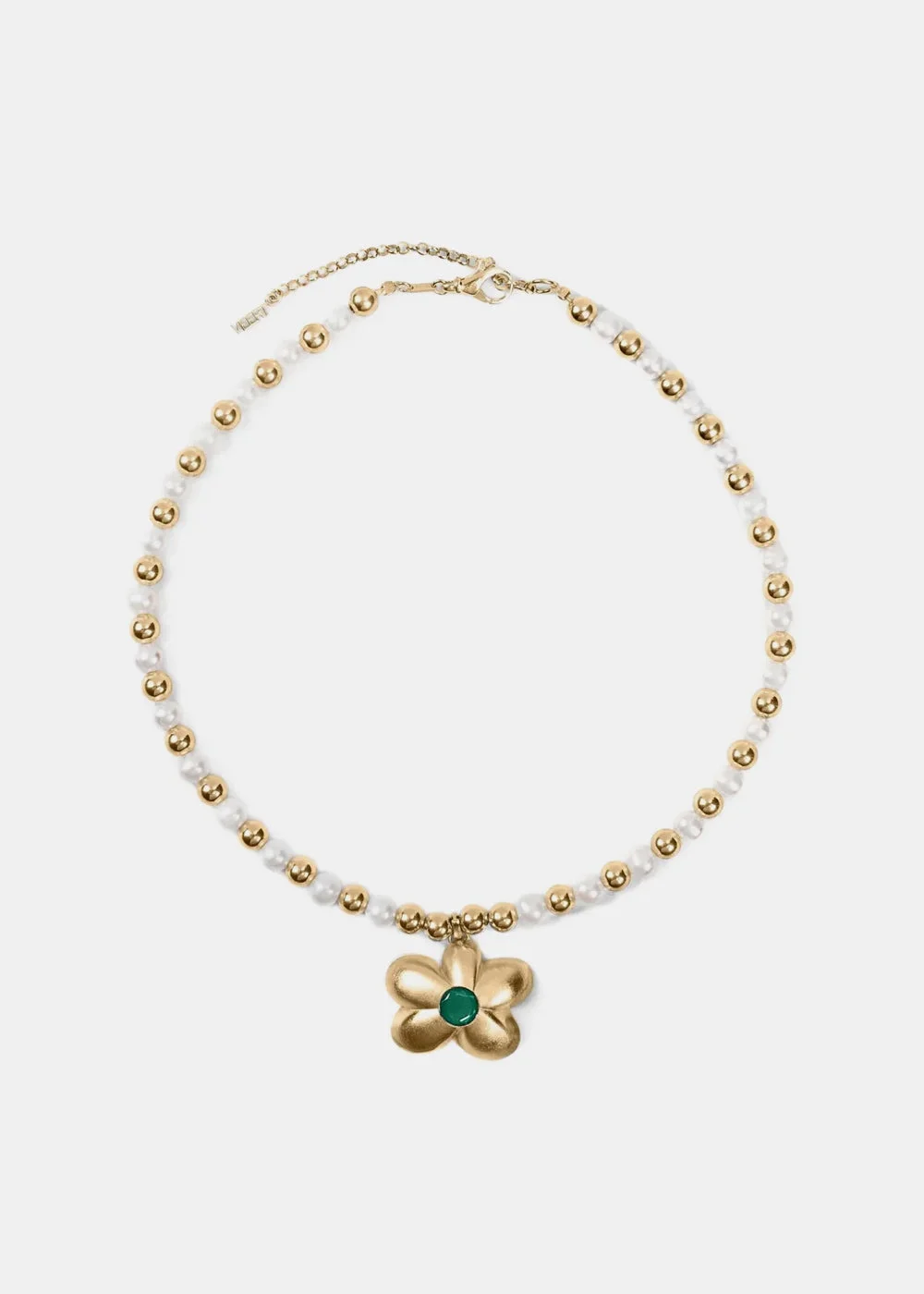 CA04PL-YG The Flower Pearl Bead Chain Yellow Gold - 1