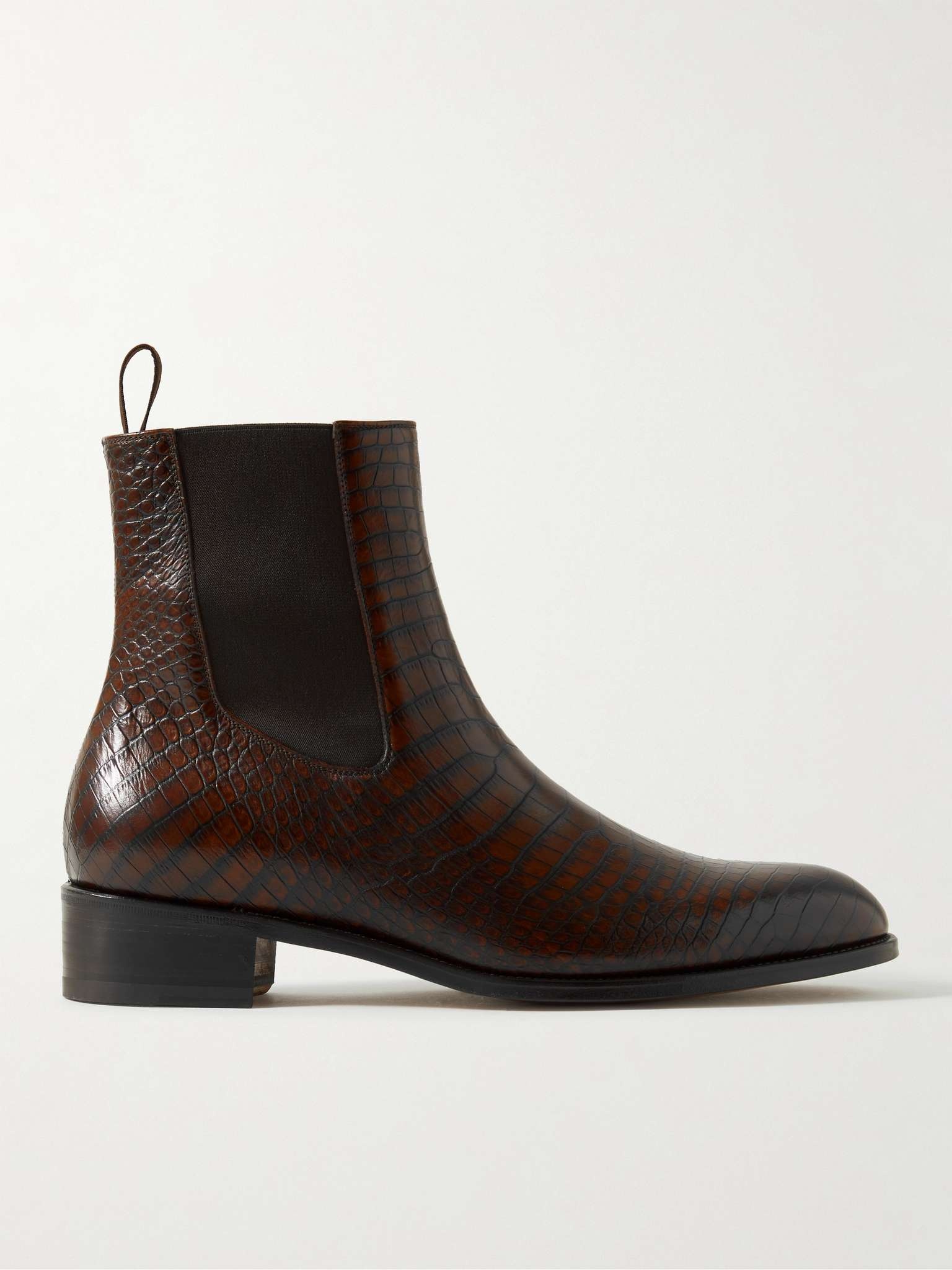 Croc-Effect Leather Chelsea Boots - 1