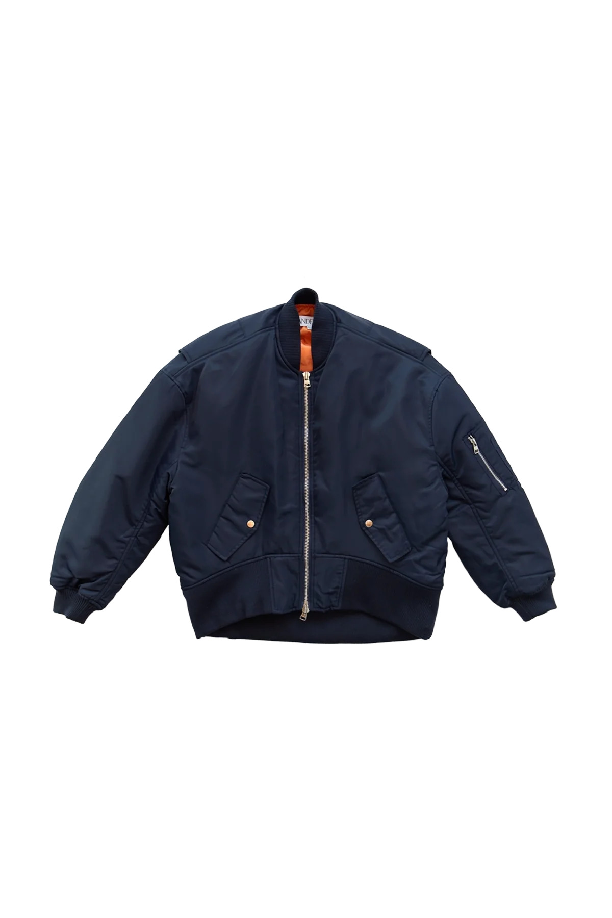 JW Anderson Oversized Curved Hem Bomber Jacket Navy - 1