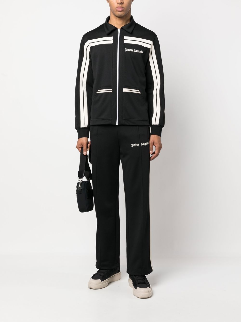 logo-print panelled zip-up jacket - 2
