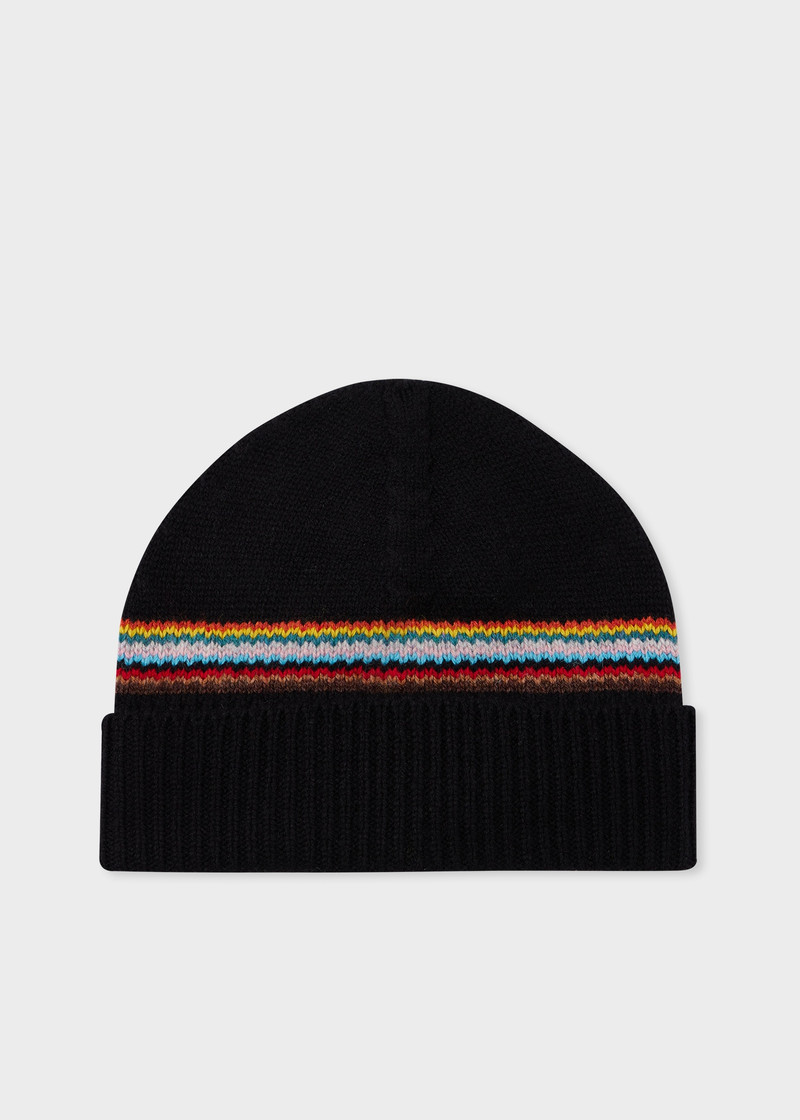 Black 'Signature Stripe' 블록 Beanie - 1