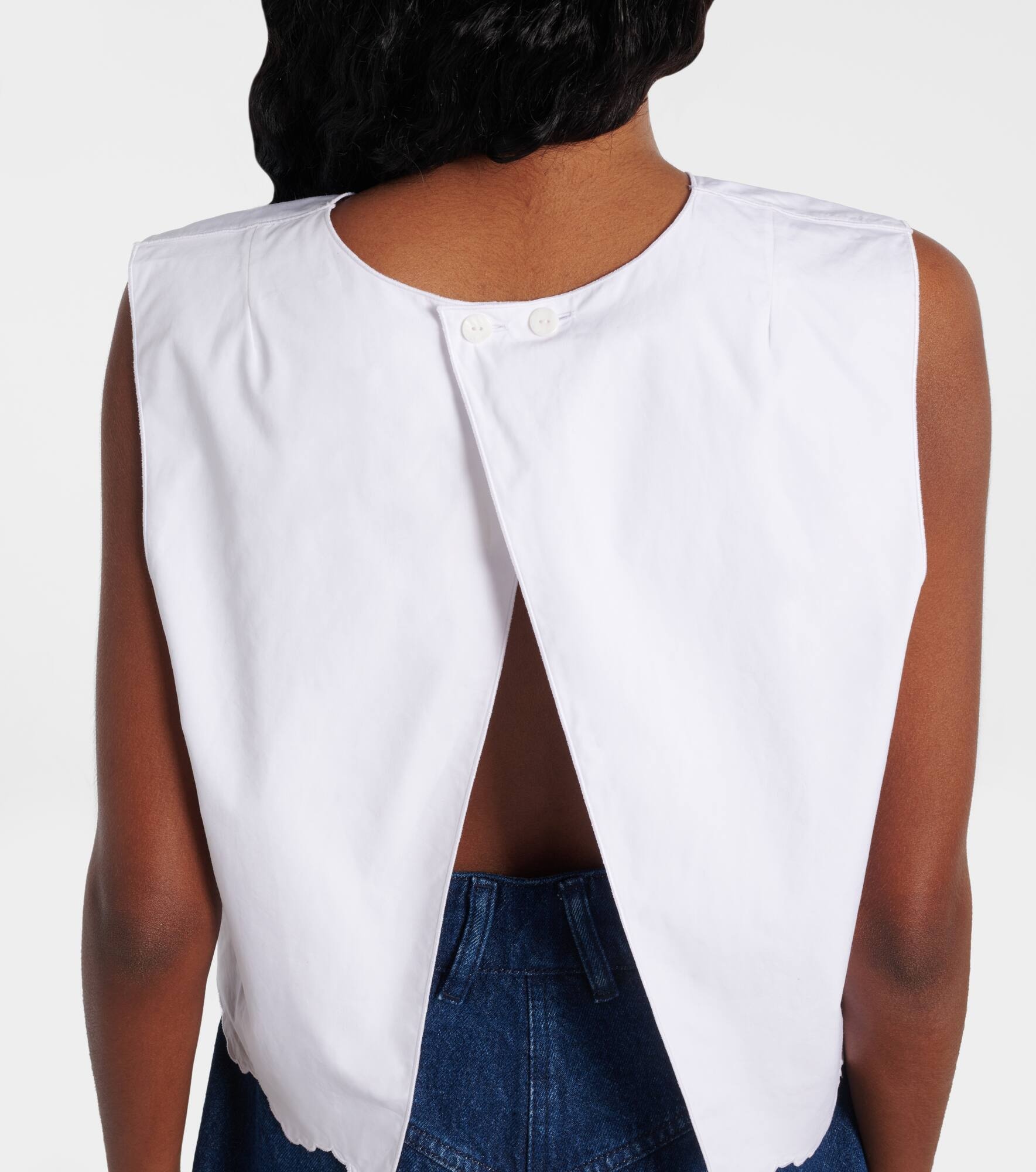 Scalloped cotton poplin crop top - 6