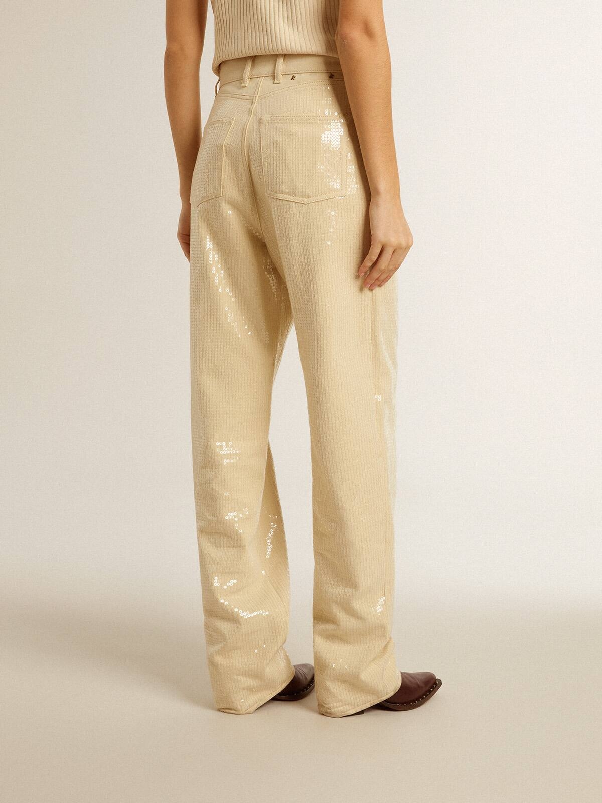 Ecru pants with transparent all-over sequins - 4