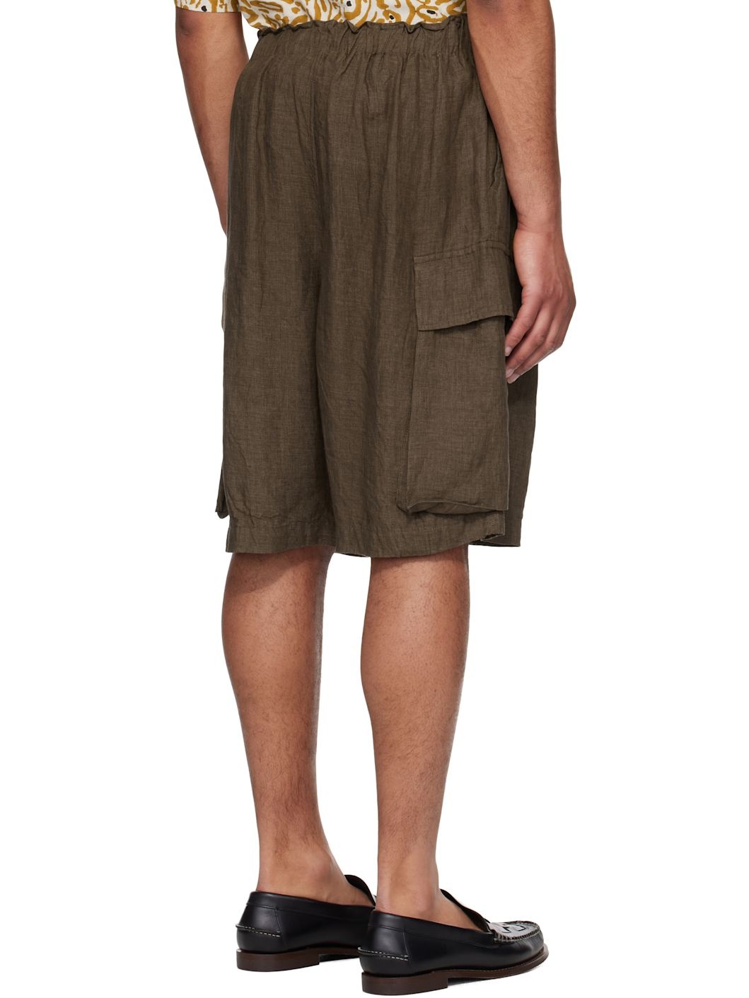 Brown Drawstring Cargo Shorts - 3