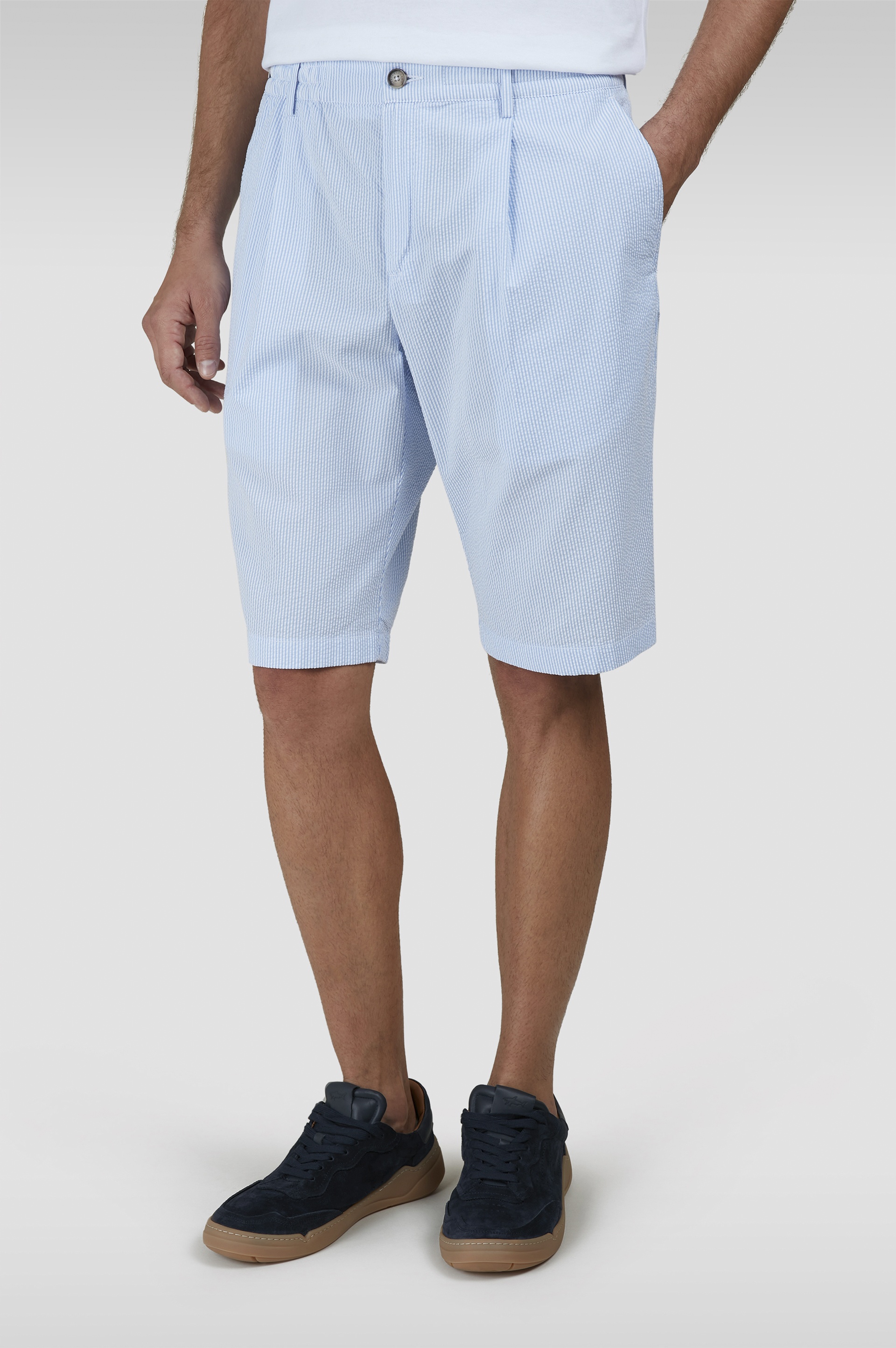 SEERSUCKER COTTON BERMUDA SHORTS - 6