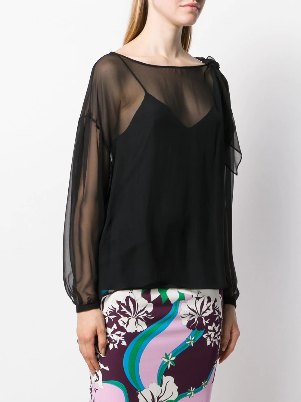 layered sheer blouse - 3