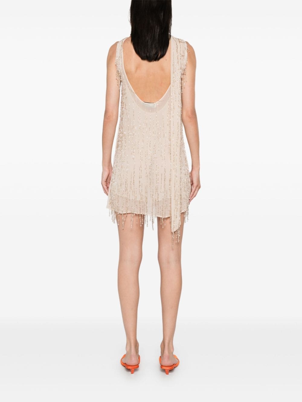 bead-embellished georgette mini dress - 4