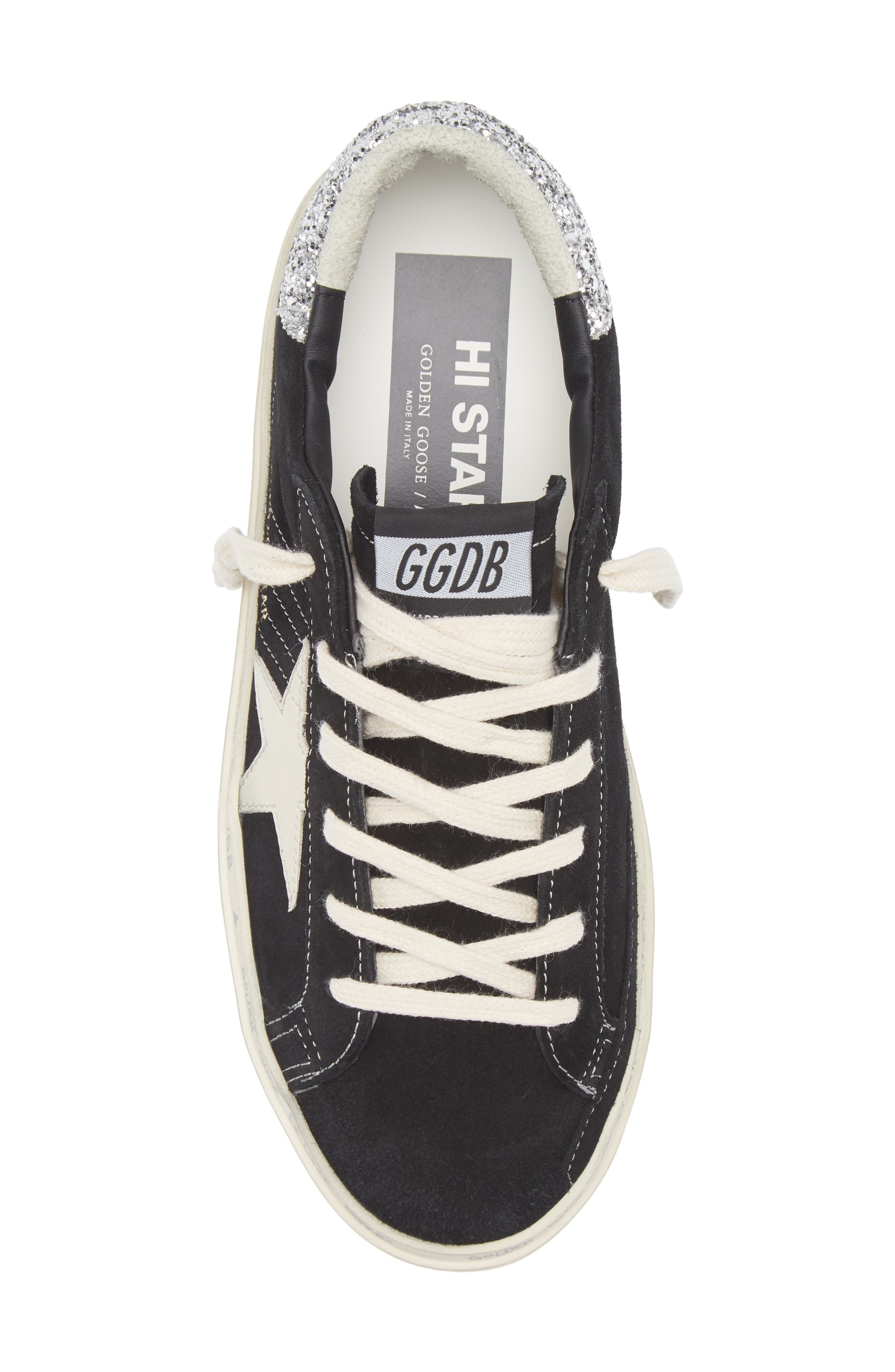 Golden Goose Hi Star Platform Sneaker in Black/Ivory/Silver at Nordstrom - 5