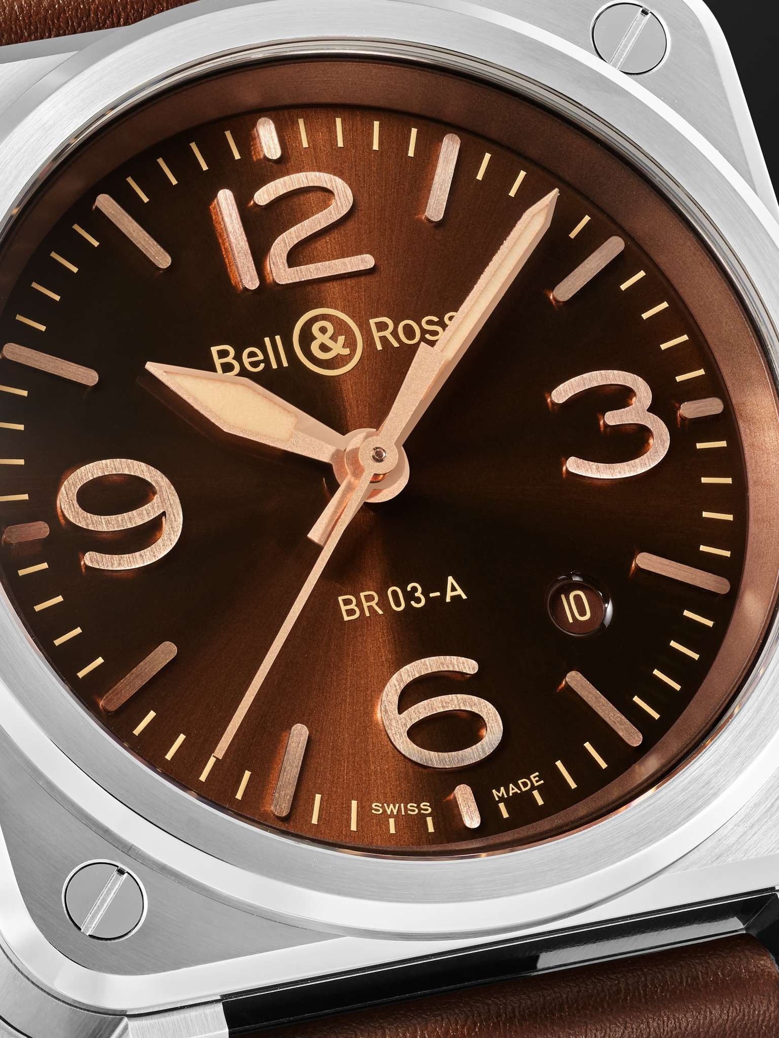 BR 03 Golden Heritage Automatic 41mm Steel and Leather Watch, Ref. No. BR03A-GH-ST/SCA - 5