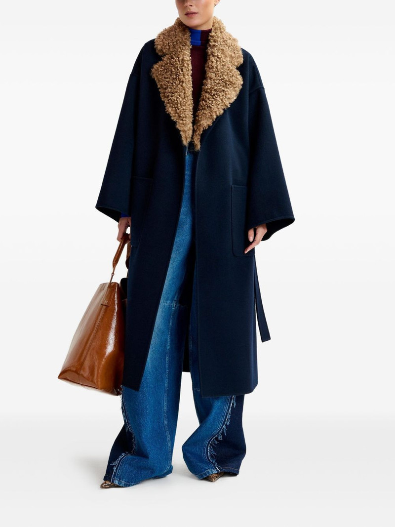 ESSENTIEL ANTWERP faux-fur collar belted coat outlook