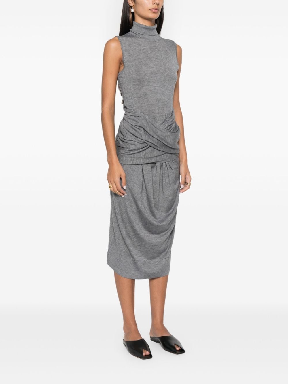 draped midi dress - 3