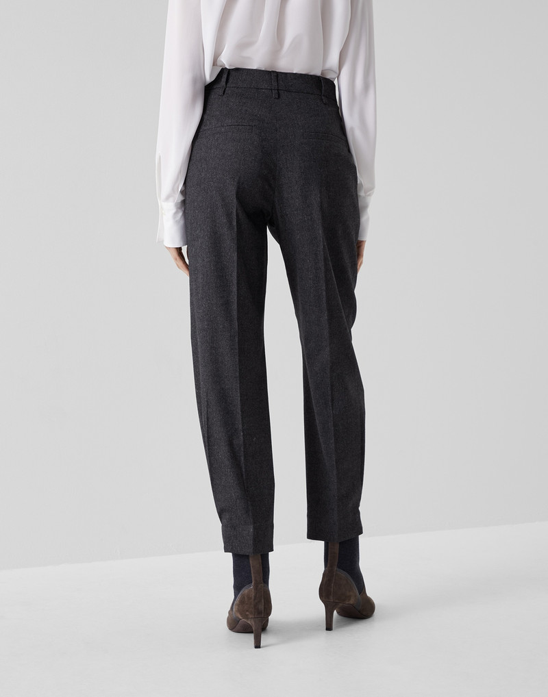Techno virgin wool retro flannel slouchy trousers with monili 2
