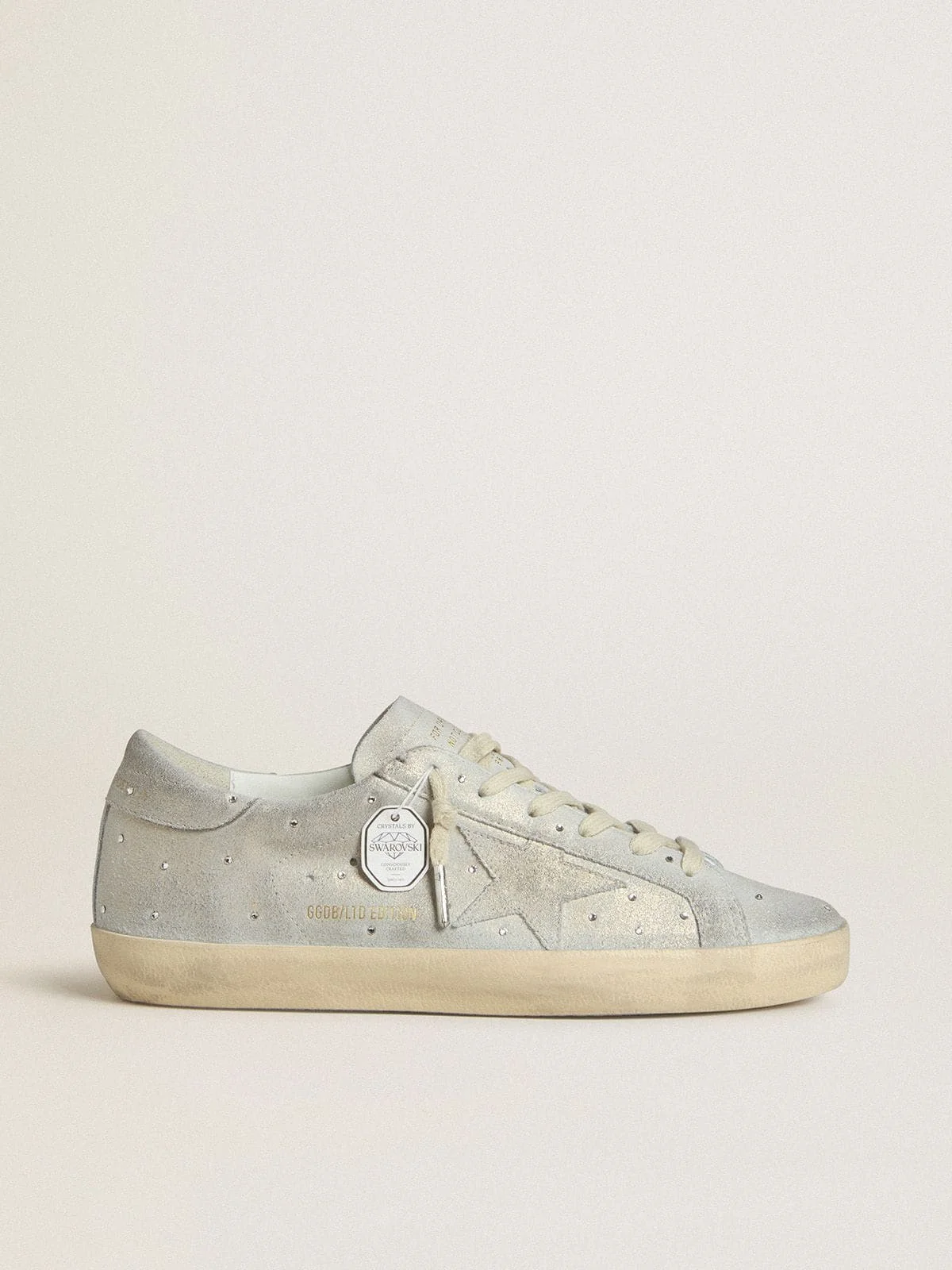 Women's Super-Star LTD in platinum suede and Swarovski crystals with platinum suede star - 1