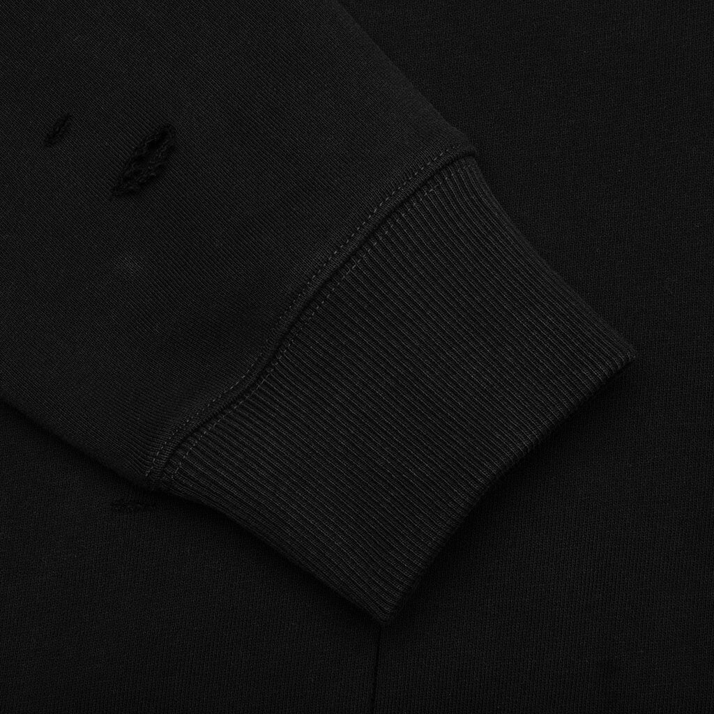 FLEECE HOODIE DESTROYED EFFECT - FADED BLACK - 6