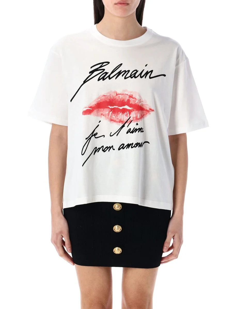 Balmain Ss Kiss Print T-Shirt - 1