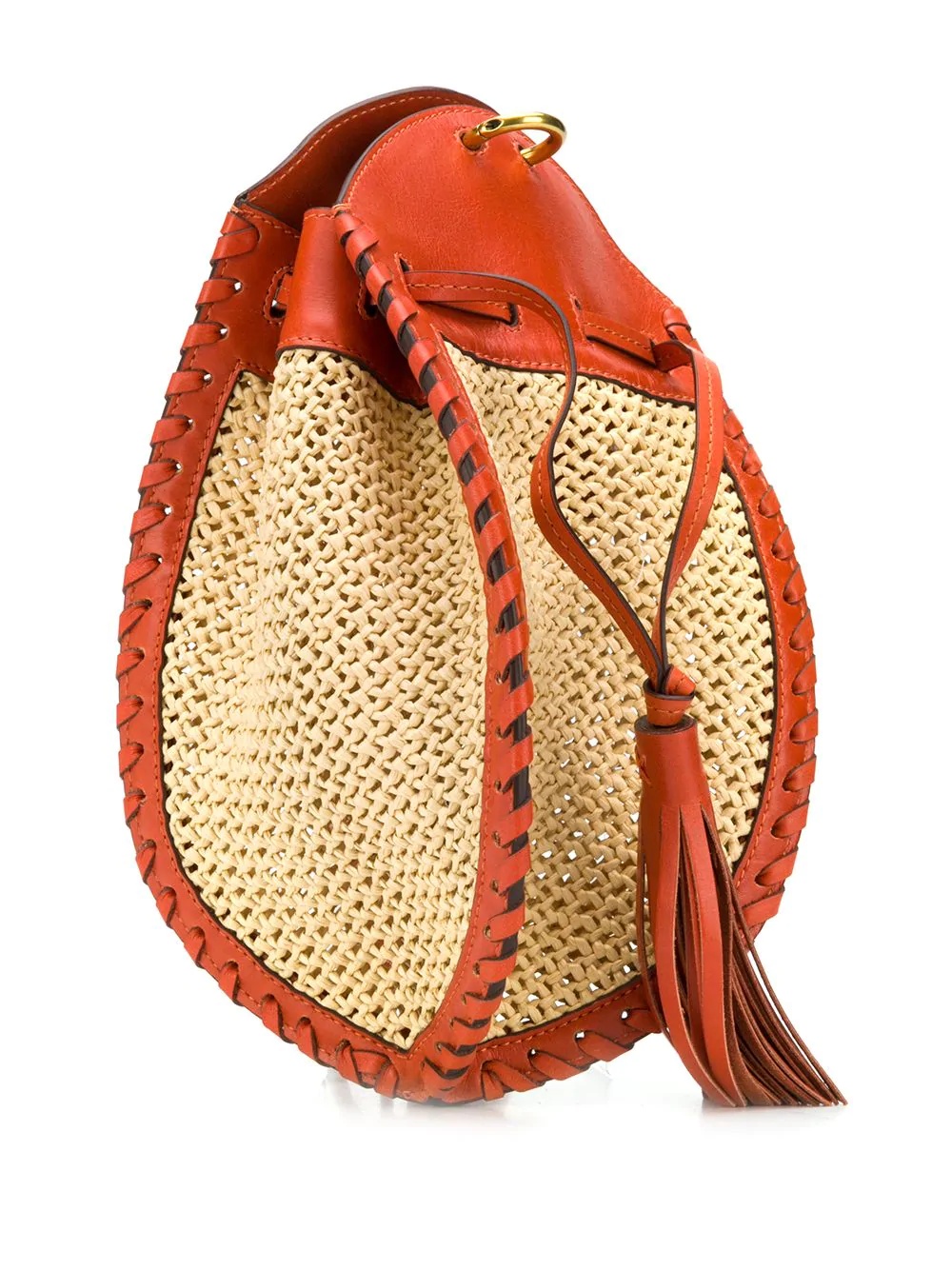 straw panelled crossbody bag - 3