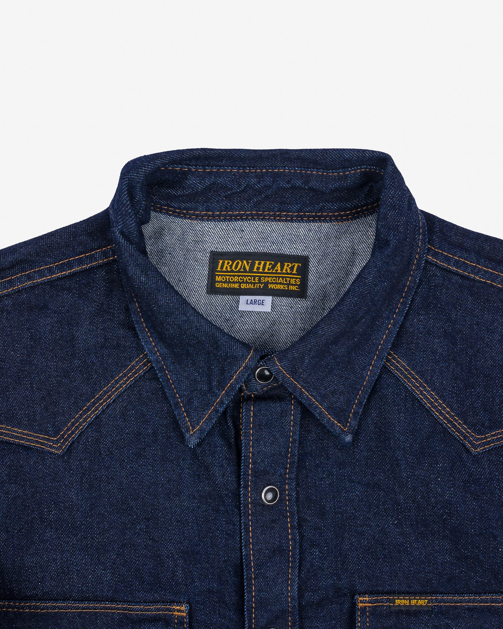 IHSH-33-IND 12oz Selvedge Denim Western Shirt - Indigo - 14