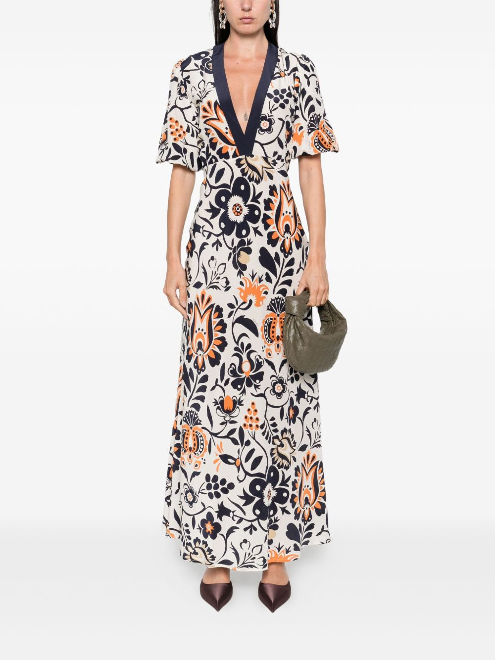 floral puff-sleeve dress - 2