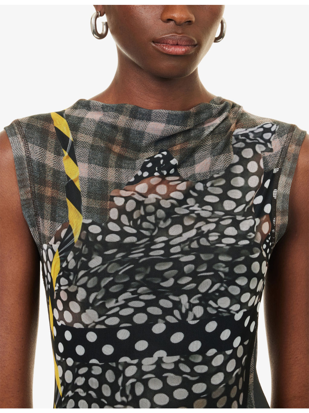 Mesh Graphic-Print Stretch-Woven Maxi Dress - 5