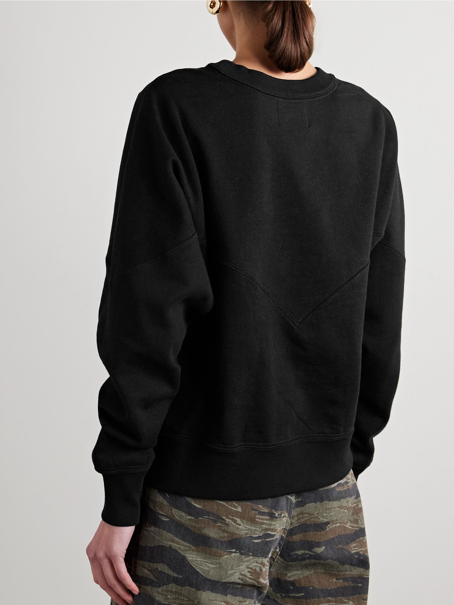 Houston glittered cotton-blend jersey sweatshirt Black - 4