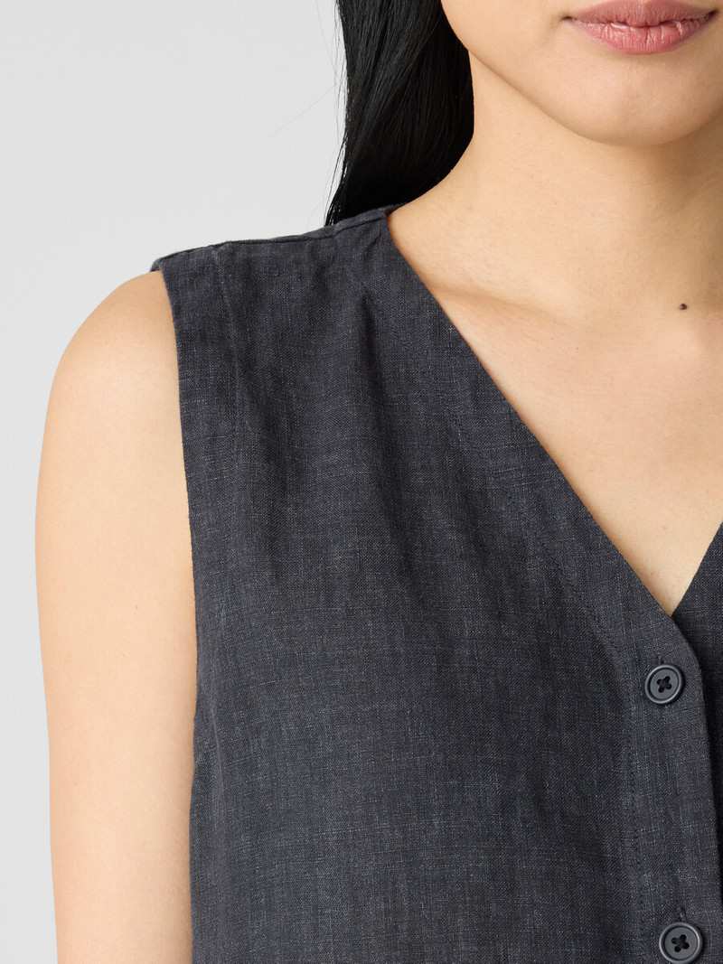 Washed Organic Linen Délavé Vest 5