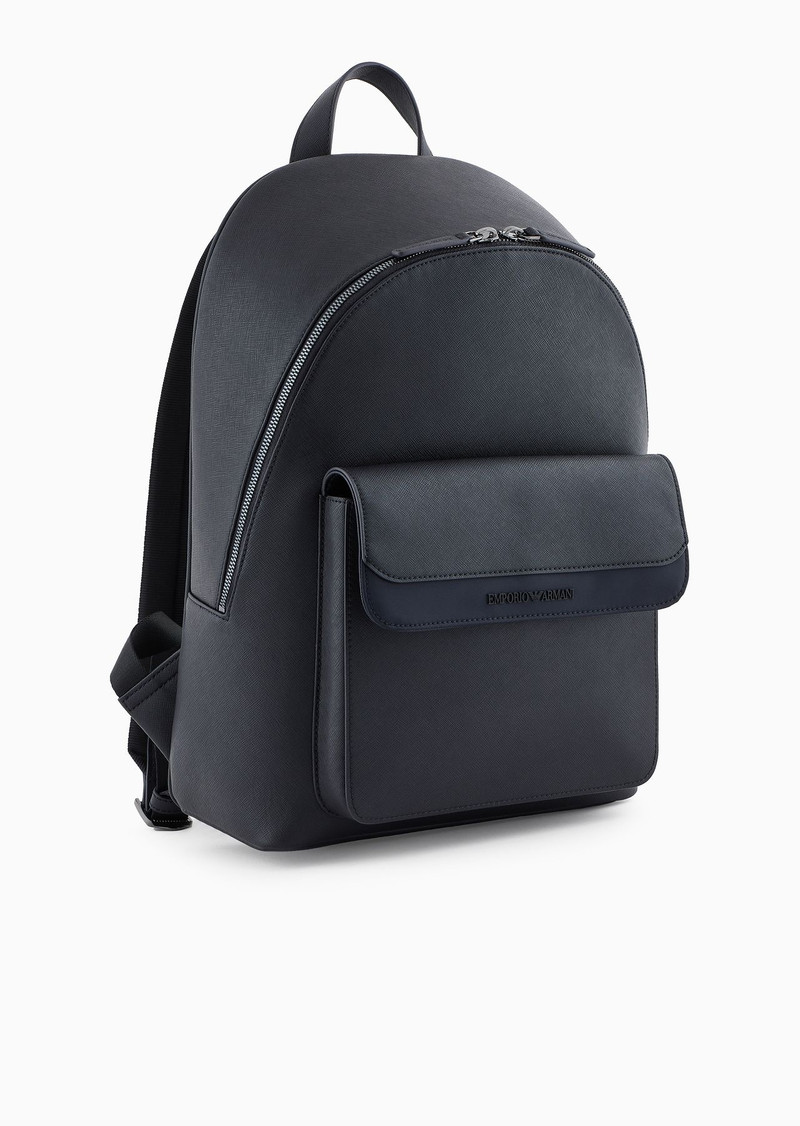 EMPORIO ARMANI ASV regenerated Saffiano and recycled nylon backpack outlook