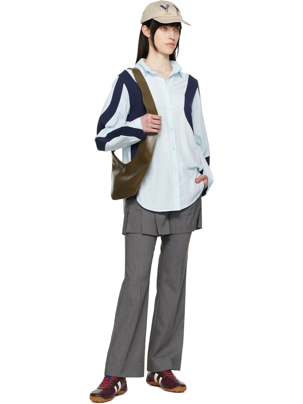 OPEN YY Gray Overlay Trousers | REVERSIBLE