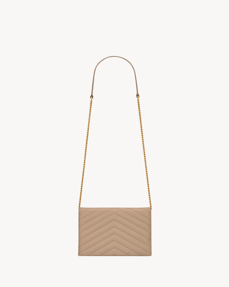 SAINT LAURENT CASSANDRE ENVELOPE CHAIN WALLET IN GRAIN DE POUDRE LEATHER outlook