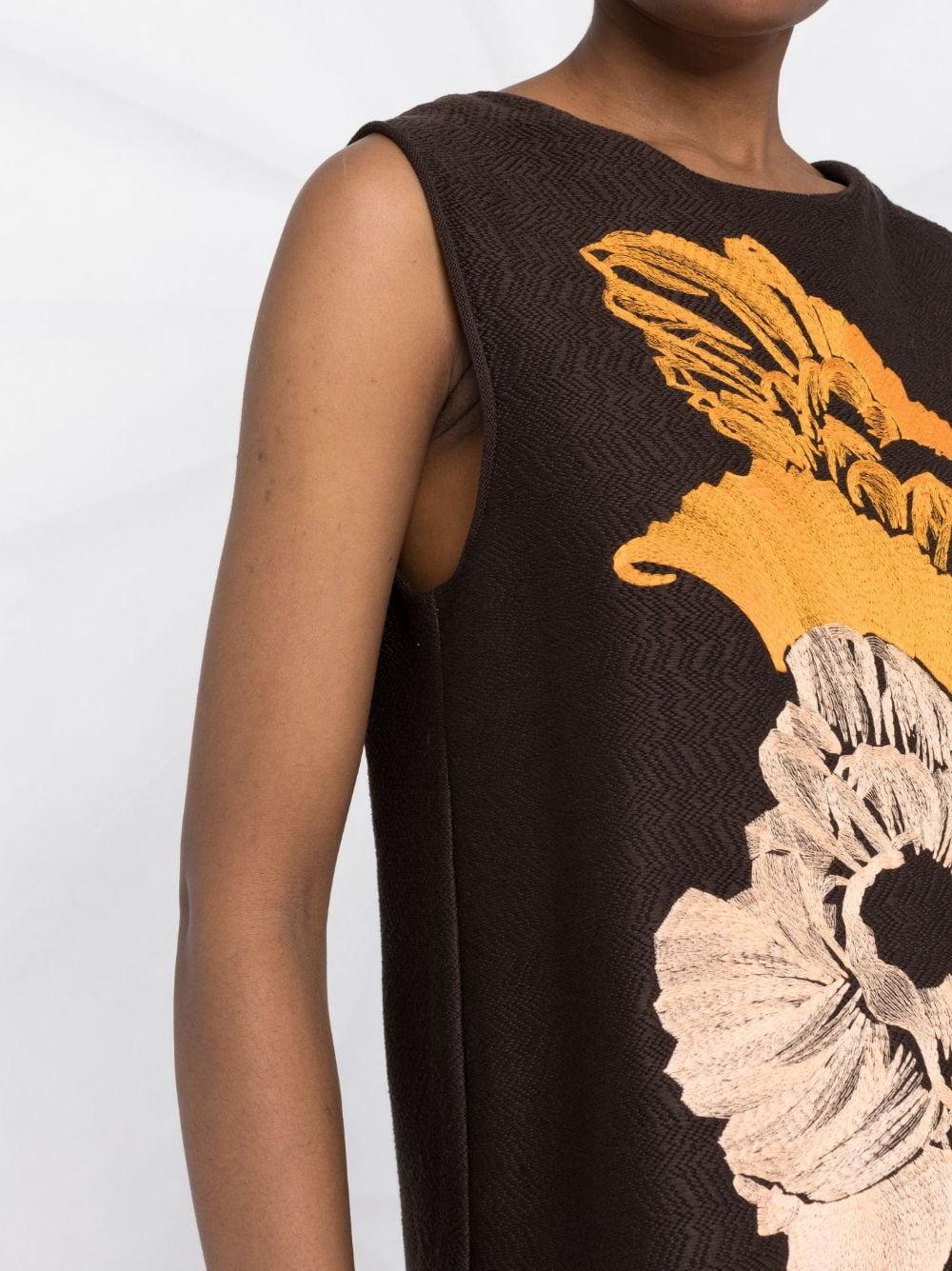embroidered-floral detail dress - 5