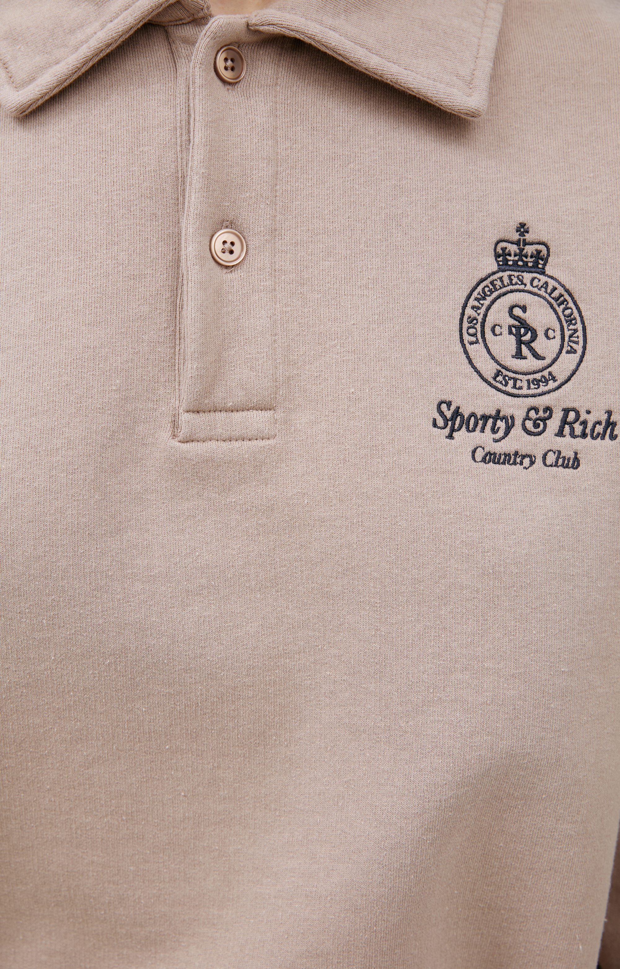 BEIGE LONG SLEEVE POLO - 4
