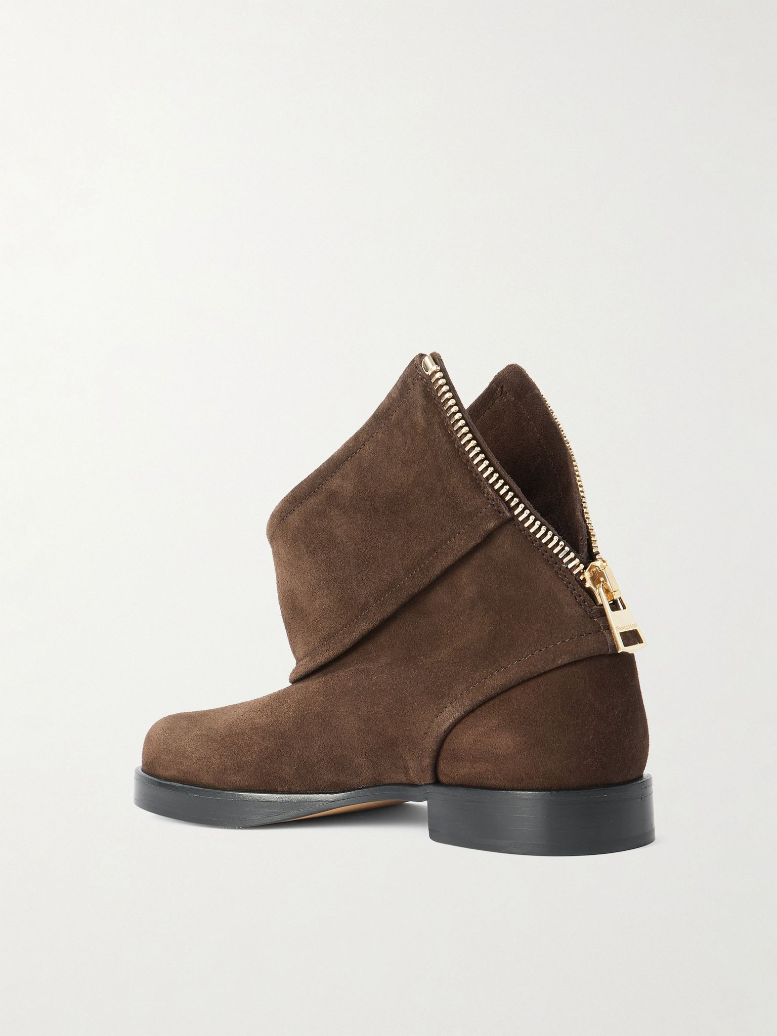 Zip-detailed suede ankle boots Brown - 3