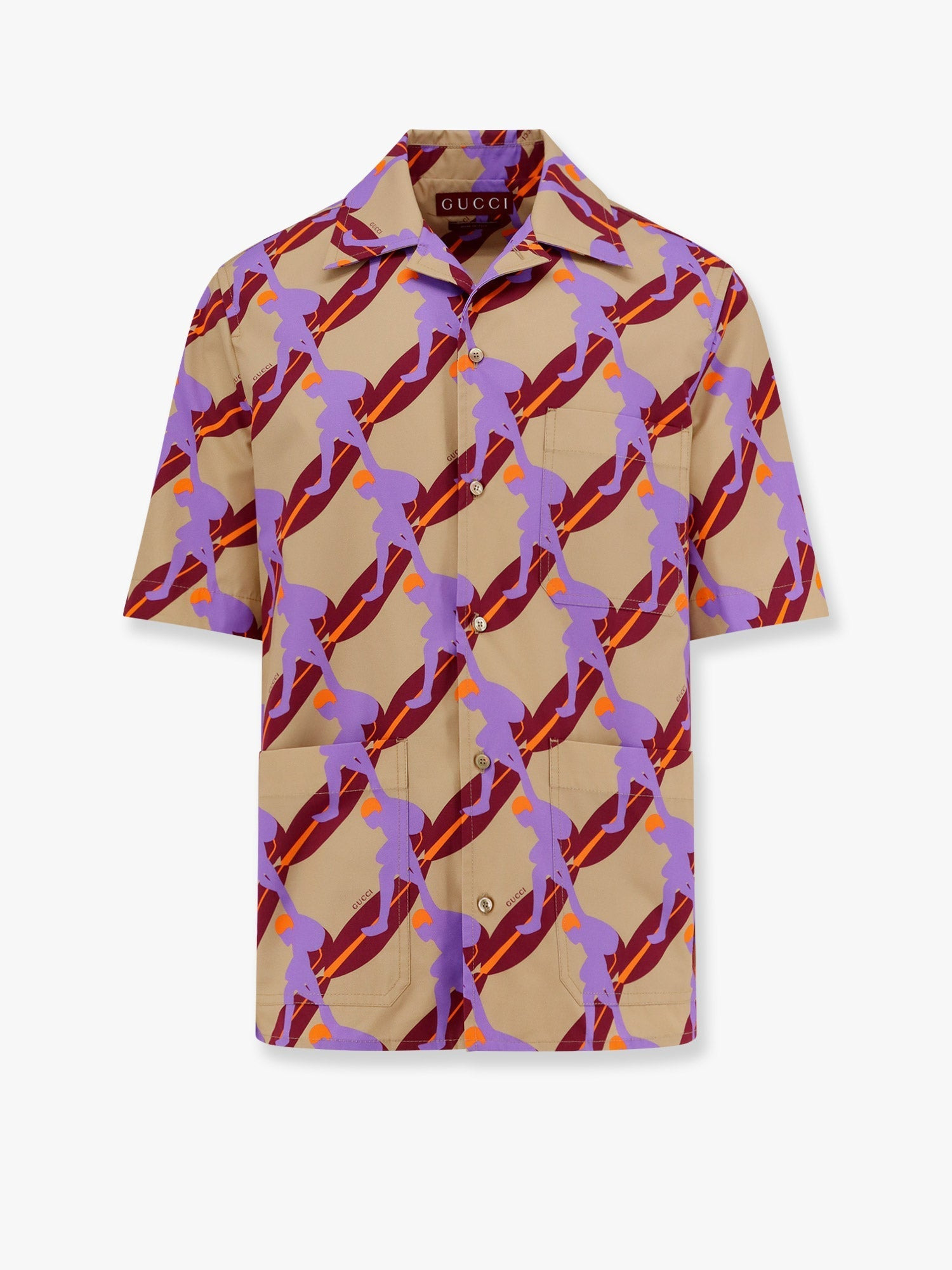Gucci Bowling Cotton Popeline Shirt With All-Over Surfer Print - 1
