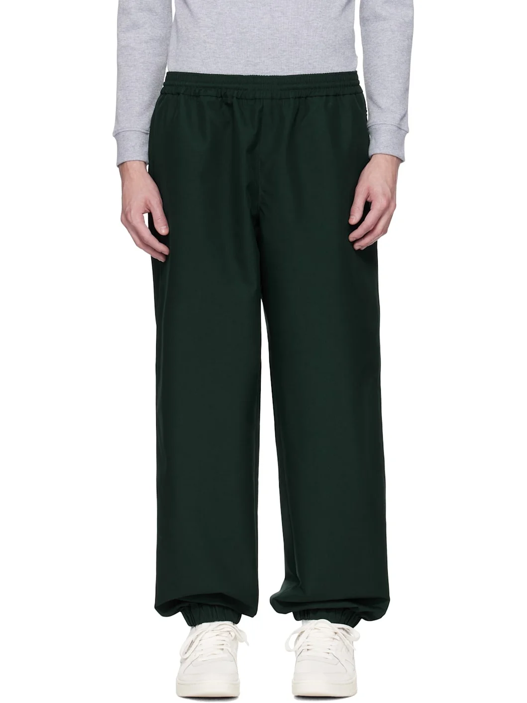 Green Runway Oversized Twill Trousers - 1