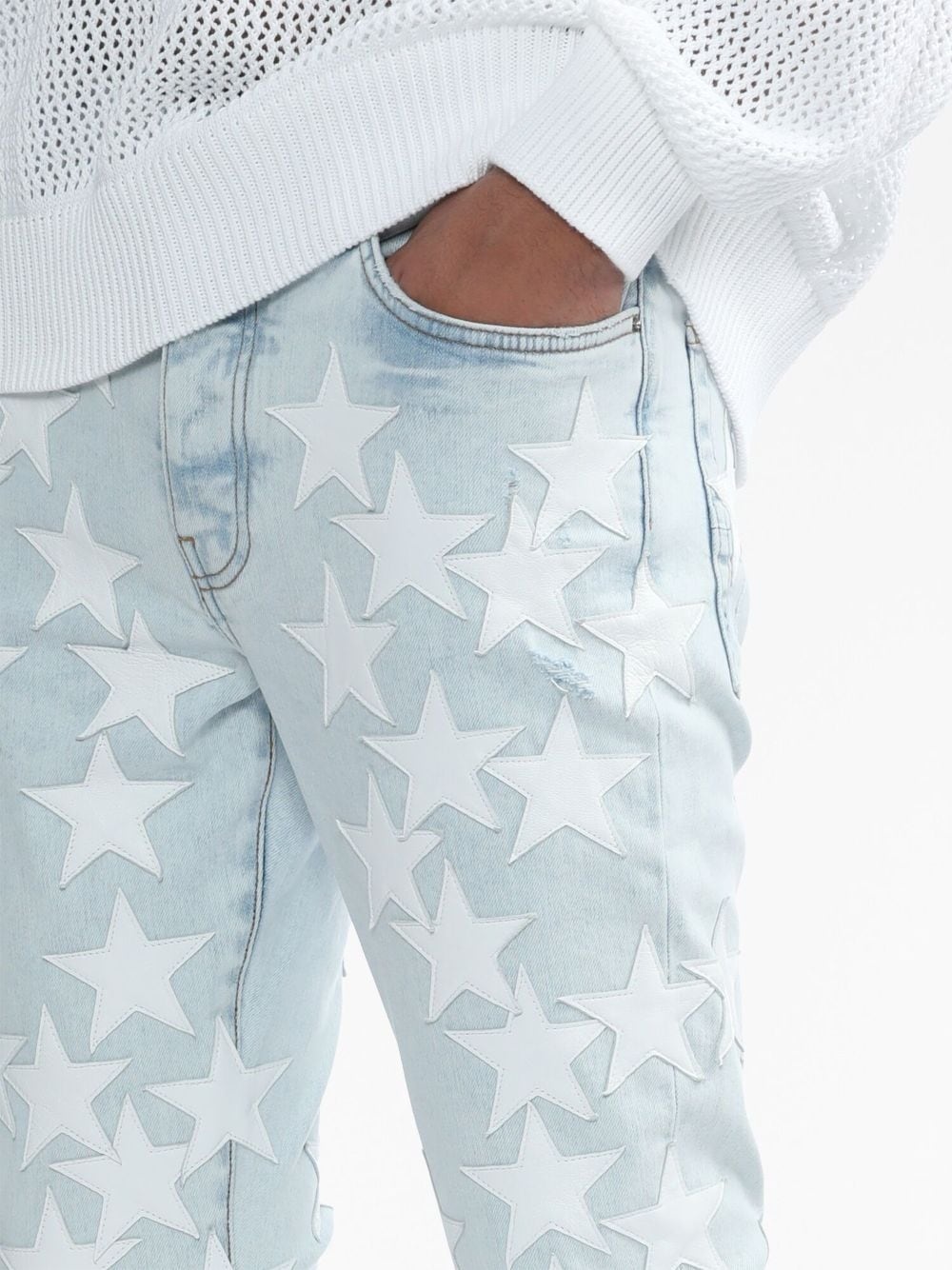 x Chemist leather-stars skinny jeans - 5