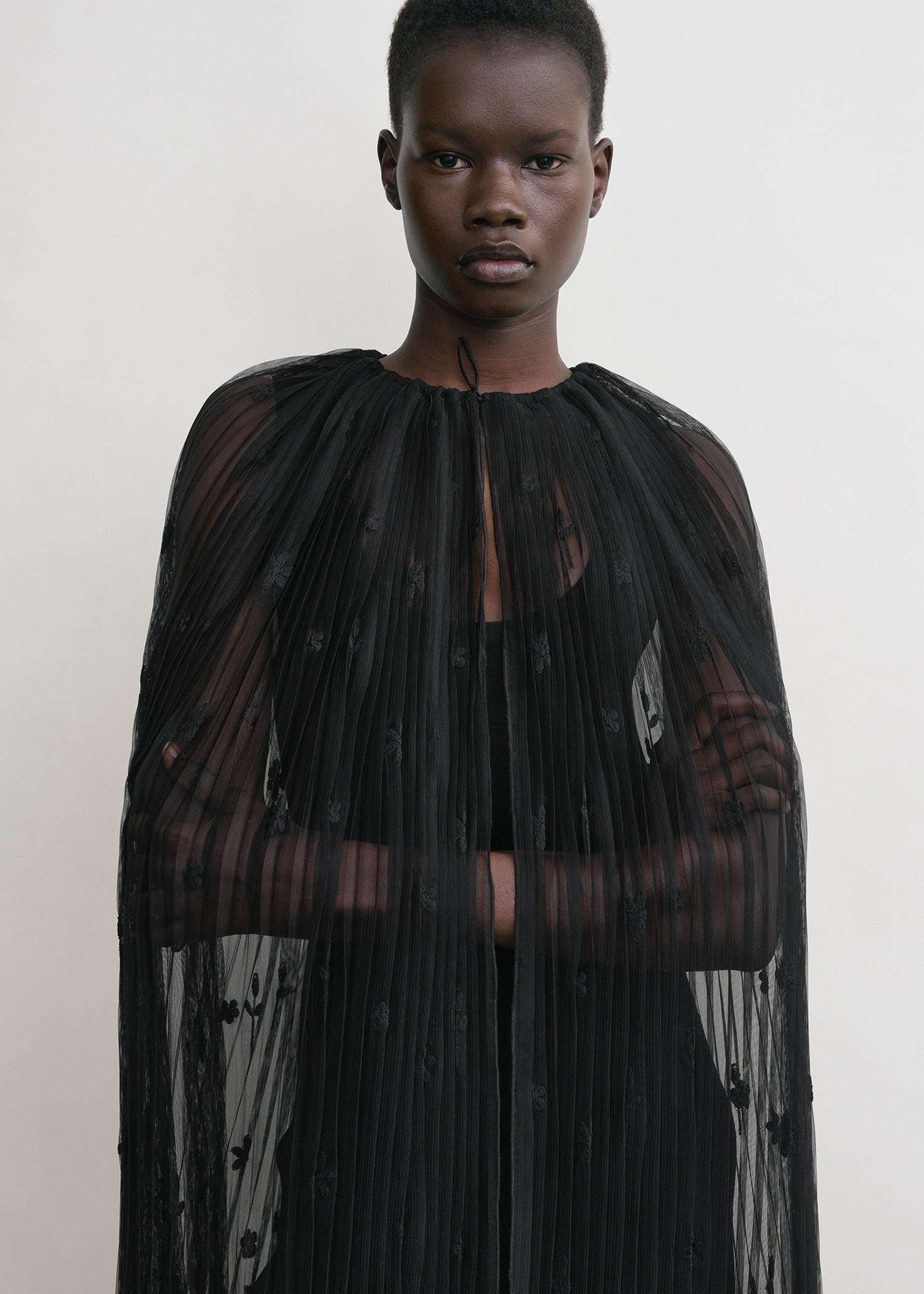 Floral tulle cape black/black - 6
