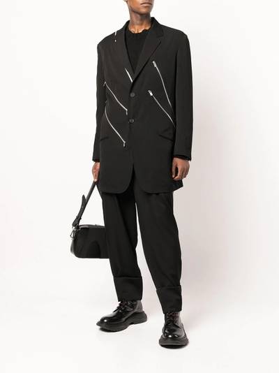 Yohji Yamamoto zip-detail single-breasted blazer outlook