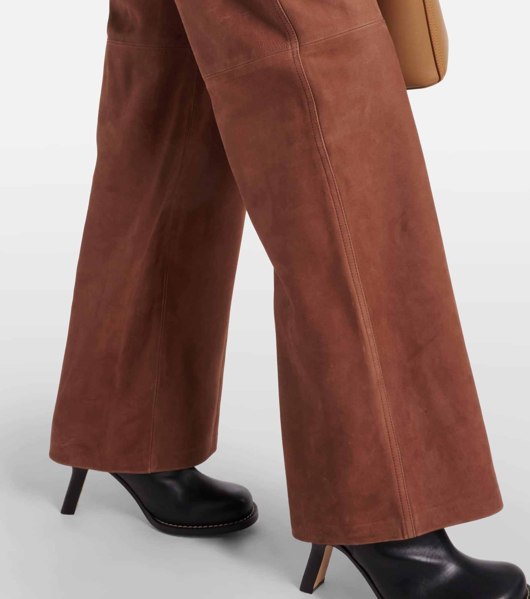 High-rise suede wide-leg pants - 5