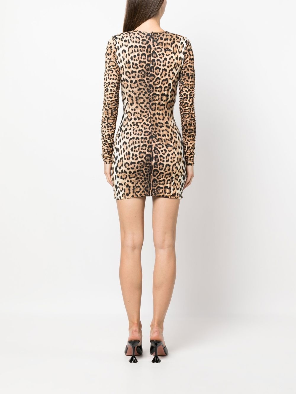 leopard print V-neck minidress - 4