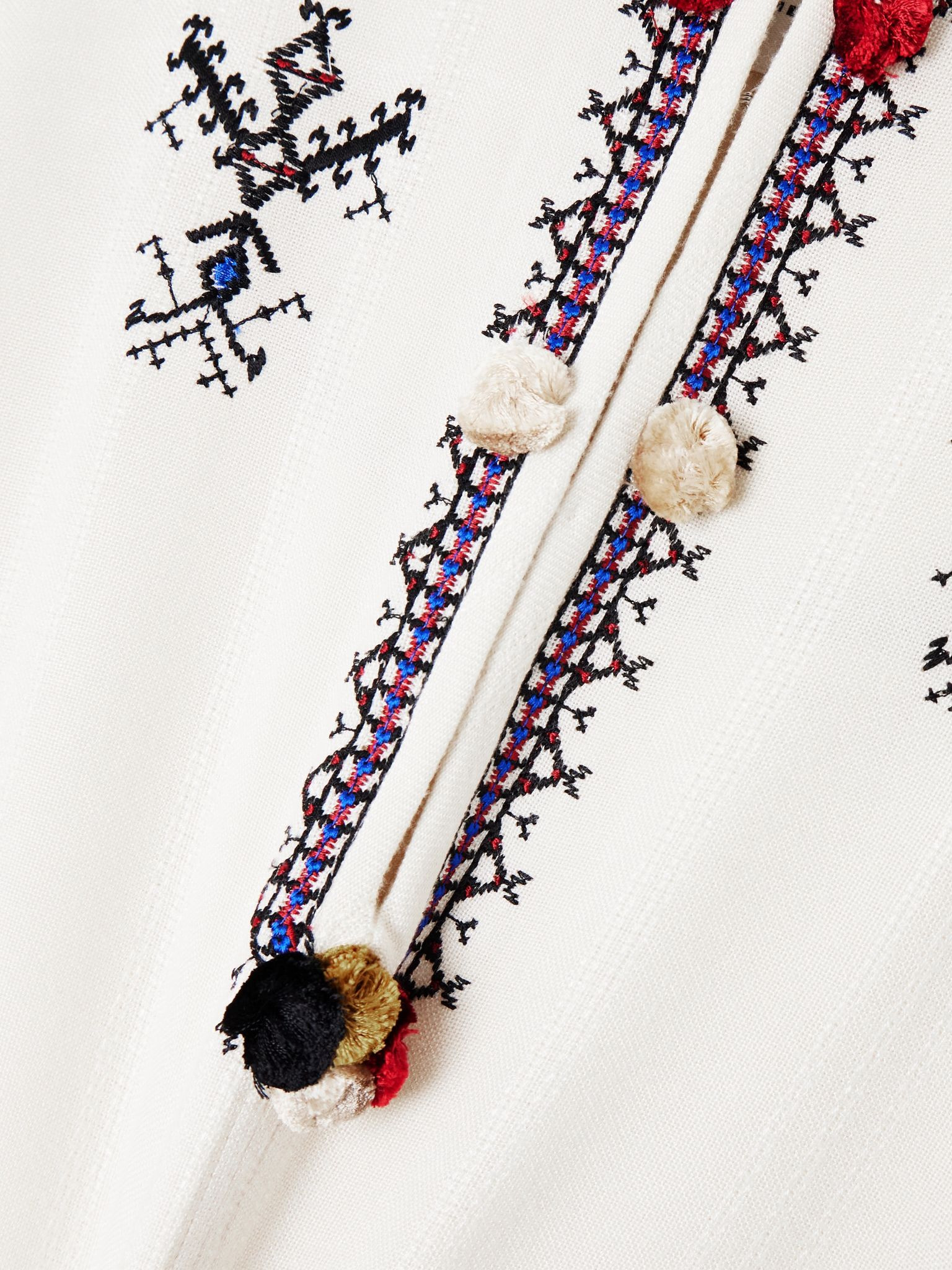 Kameya hooded frayed embroidered woven blouse Ecru - 4