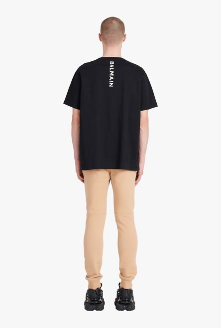 Oversized black eco-designed cotton T-shirt with white Balmain logo print - 3