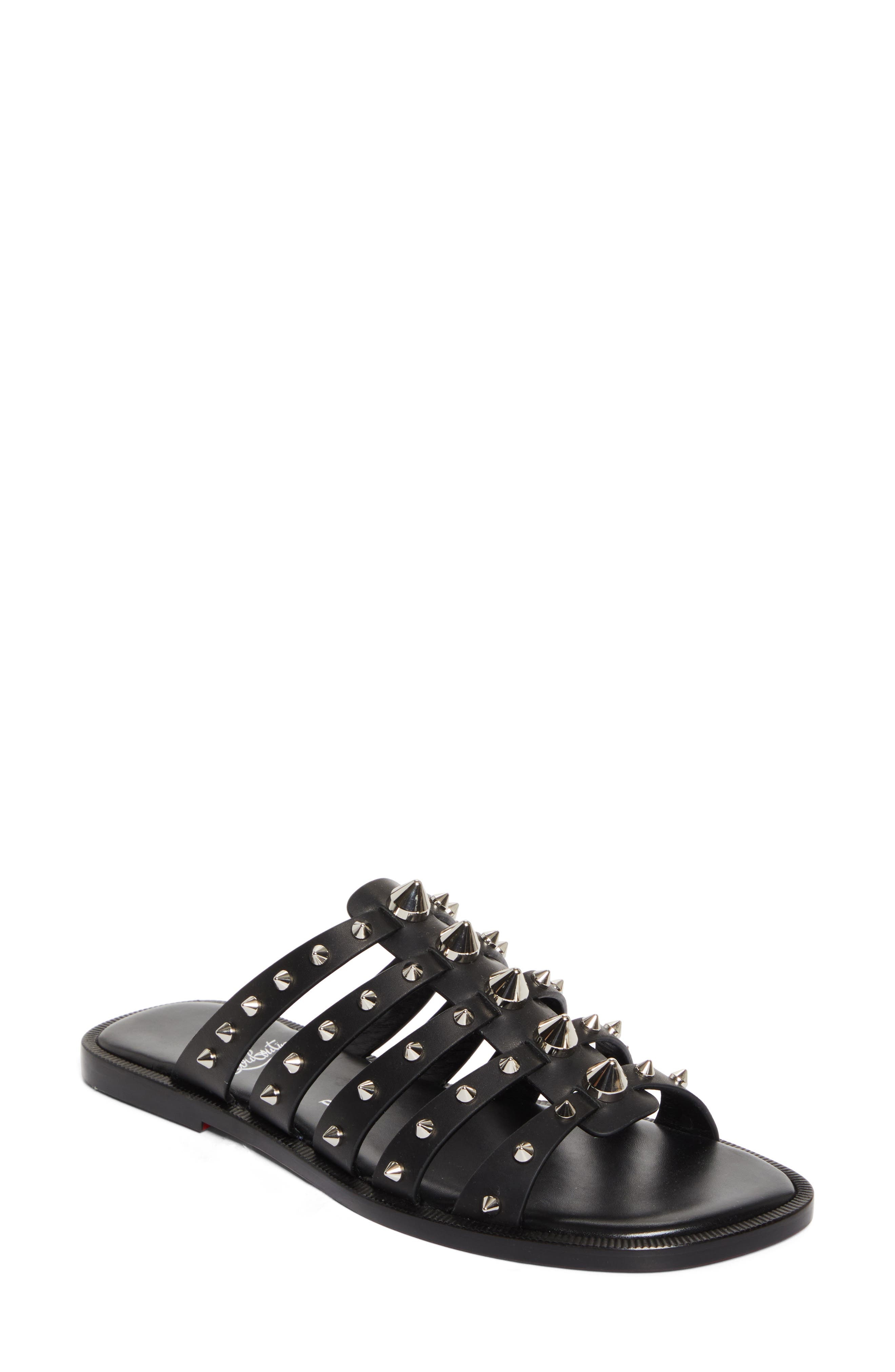 Christian Louboutin Charja Slide Sandal in Black/Lin Black at Nordstrom - 1