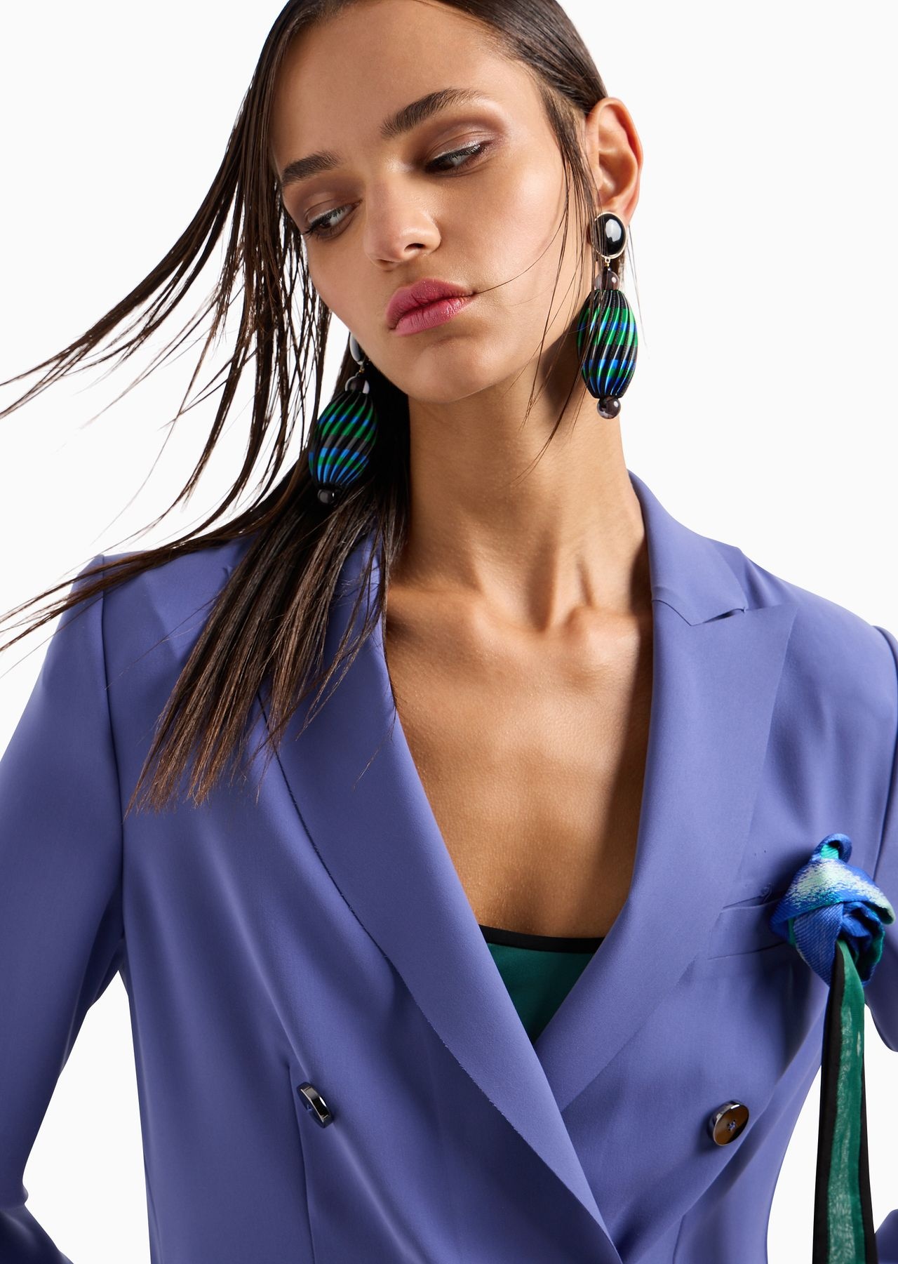 Double-breasted jacket in technical cady - 5
