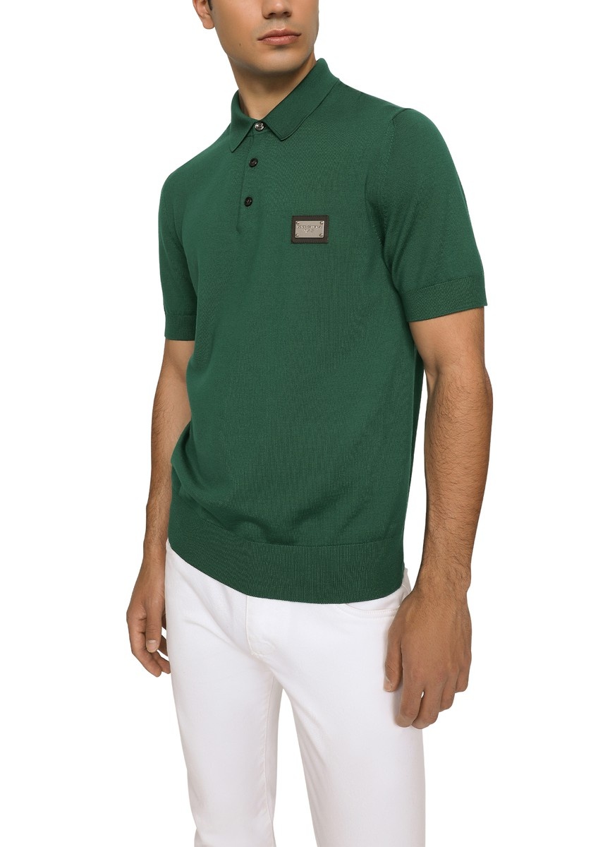 Wool polo-shirt with branded tag - 6