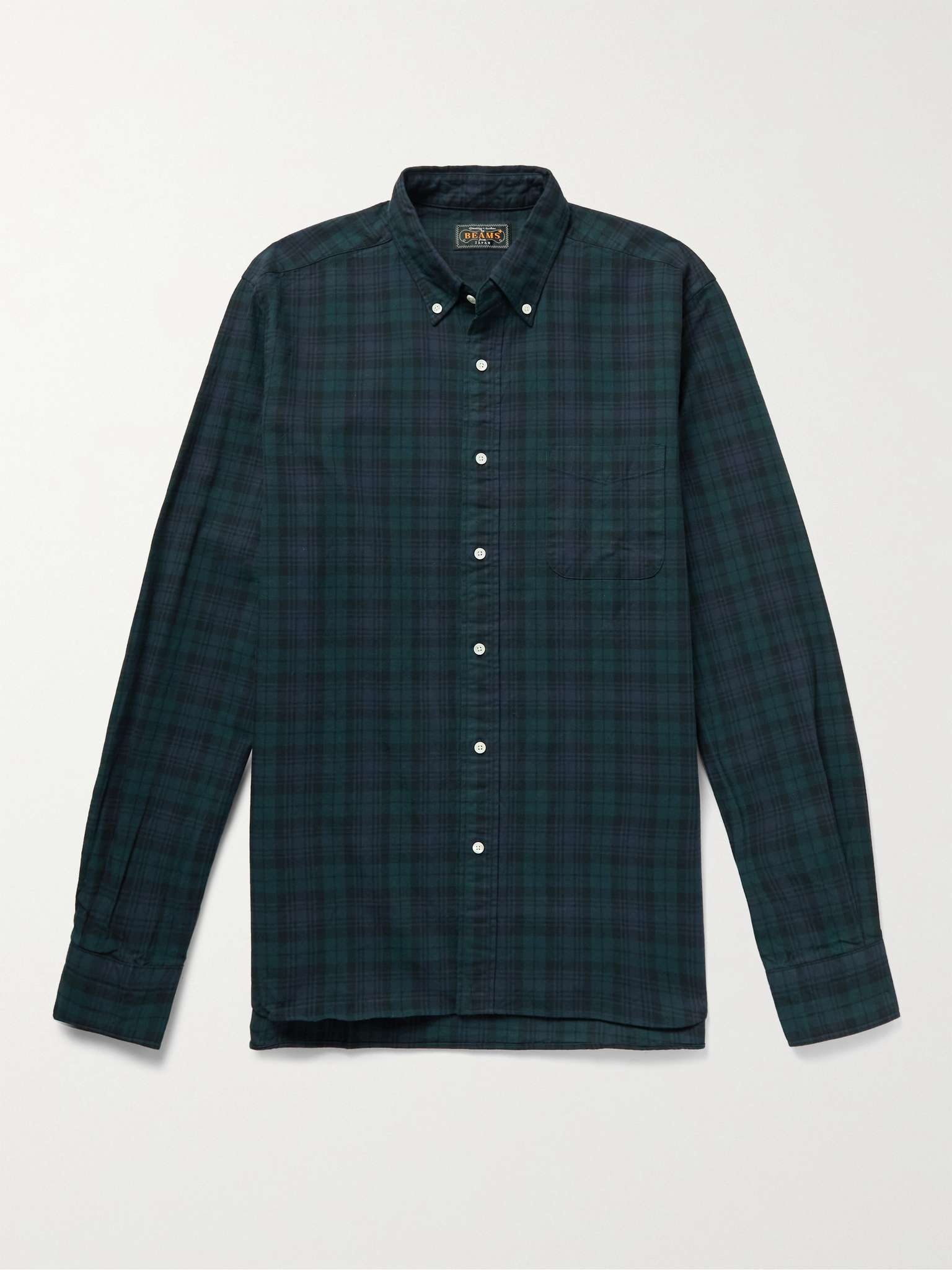 Button-Down Collar Checked Cotton Shirt - 1