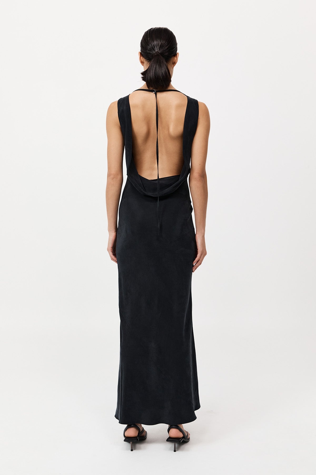 Draped Cowl Dress - Black - 6