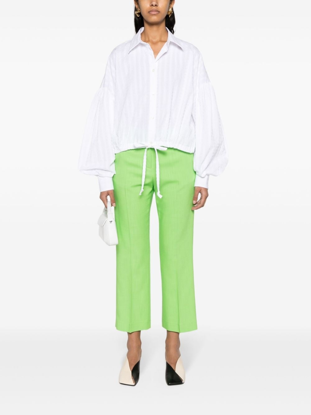 drawstring-hem seersucker shirt - 2