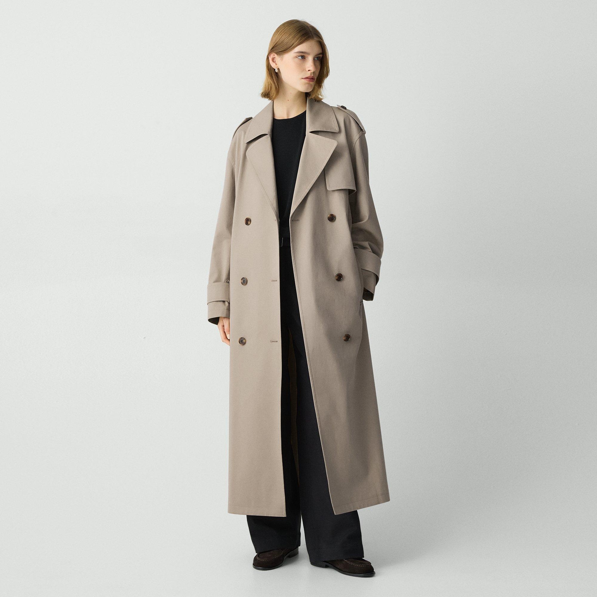 Oversized Double-Breasted Trench Coat in Cotton Gabardine - 2