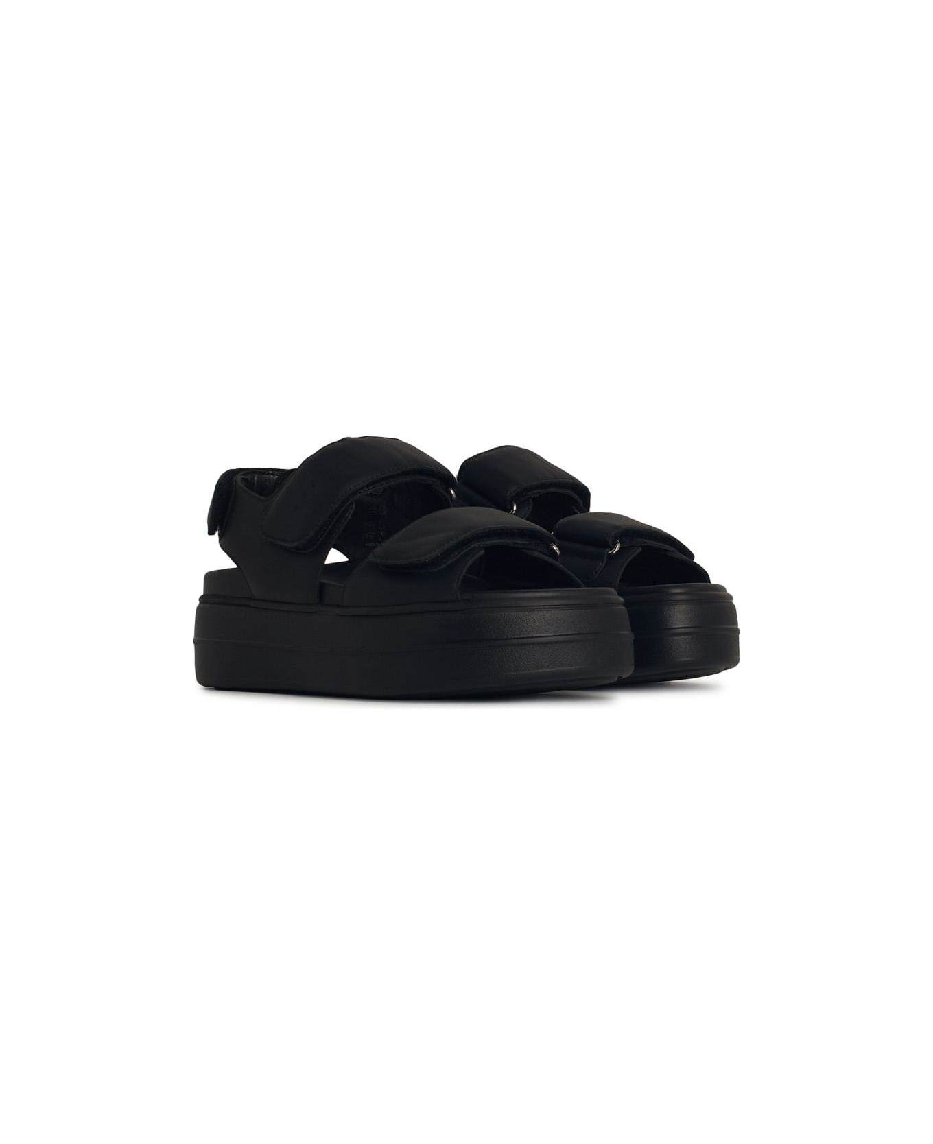 'h680' Black Leather Sandals - 2