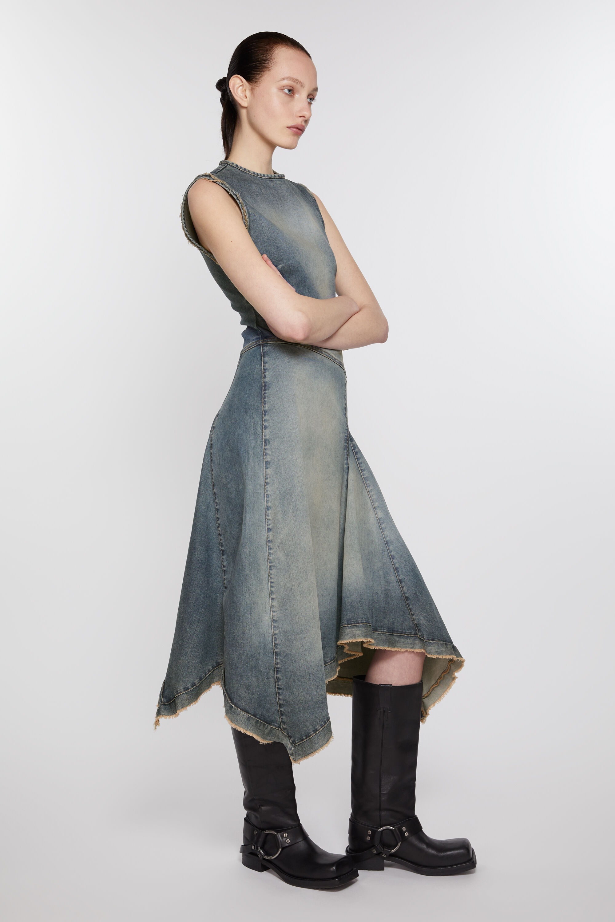 Demin sleeveless dress - Mid Blue - 4