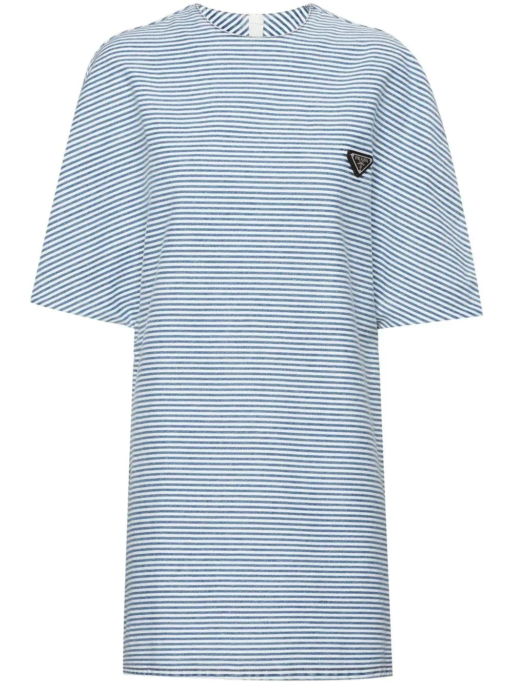 striped short-sleeve denim dress - 1